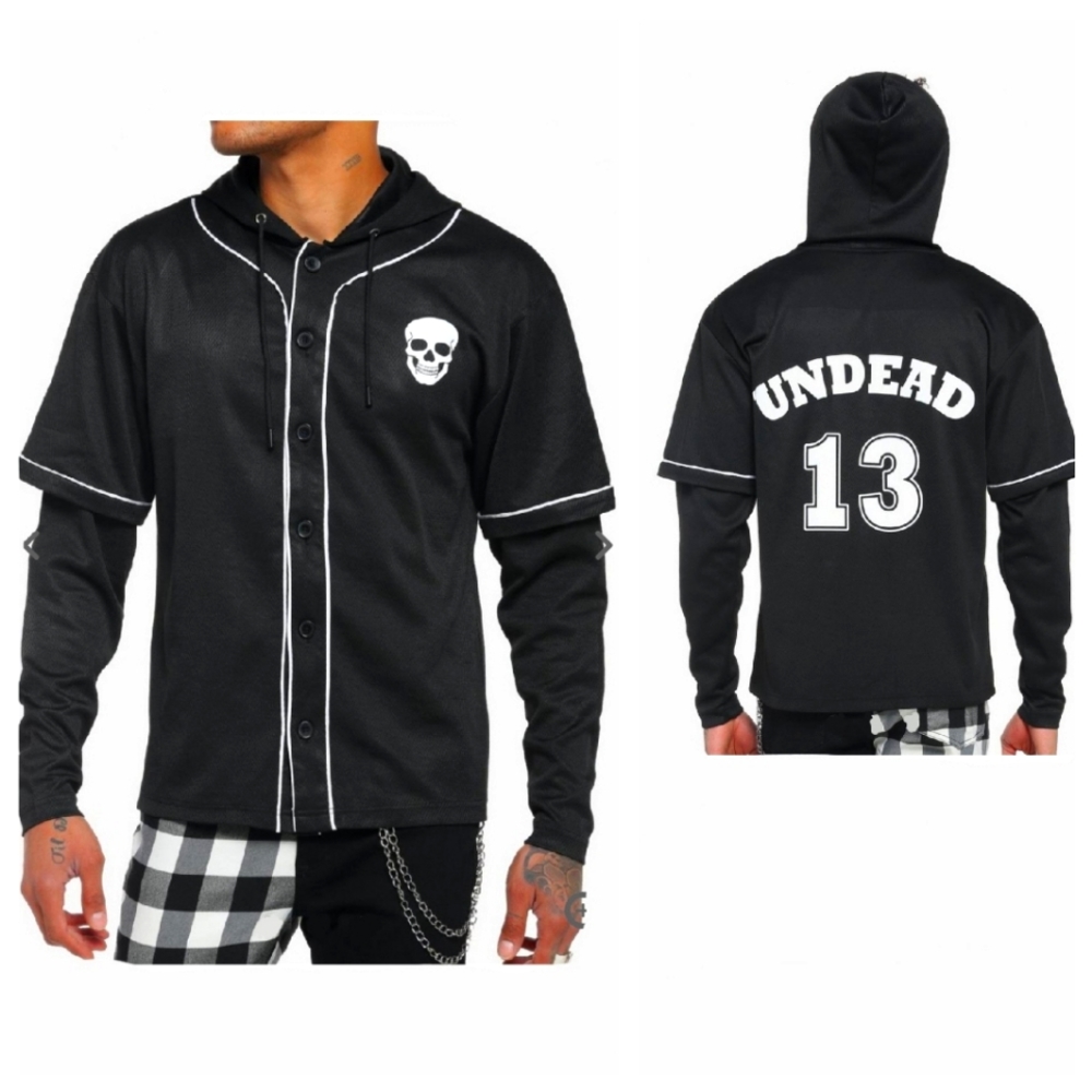 Hooded Long-Sleeved Baseball Jersey